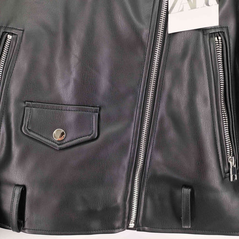 ザラ ZARA FAUX LEATHER JACKET フェイクレザー ダブルライダースジャケット レディース XL