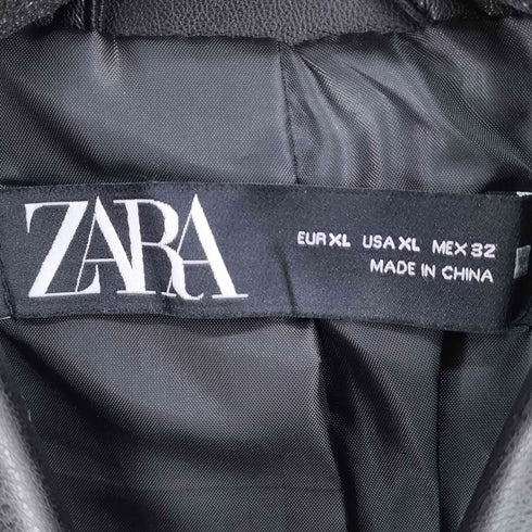 ザラ ZARA FAUX LEATHER JACKET フェイクレザー ダブルライダースジャケット レディース XL