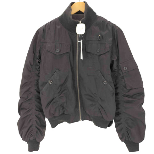 ディーゼル DIESEL 00S Gather Design Cropped Bomber Jacket ギャザー デザイン クロップド ボンバー ジャケット MA-1 ブルゾン Y2K 裏地総柄 レディース import:S