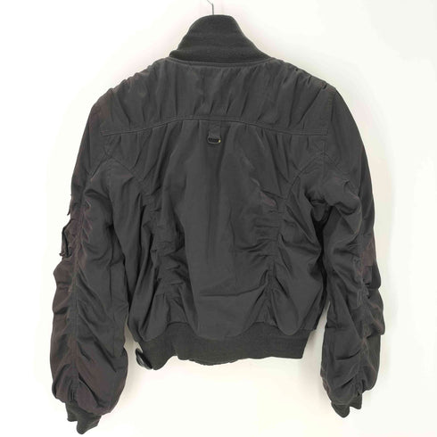 ディーゼル DIESEL 00S Gather Design Cropped Bomber Jacket ギャザー デザイン クロップド ボンバー ジャケット MA-1 ブルゾン Y2K 裏地総柄 レディース import:S