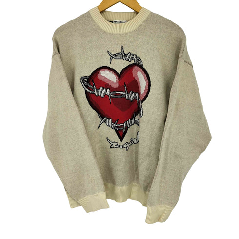 エックスガール X-girl HEART BARBED WIRE JACQUARD KNIT TOP レディース O/S