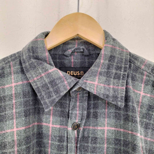 デウス DEUS L/S コットンフロントポケットロゴ刺繍チェックシャツ メンズ import:M