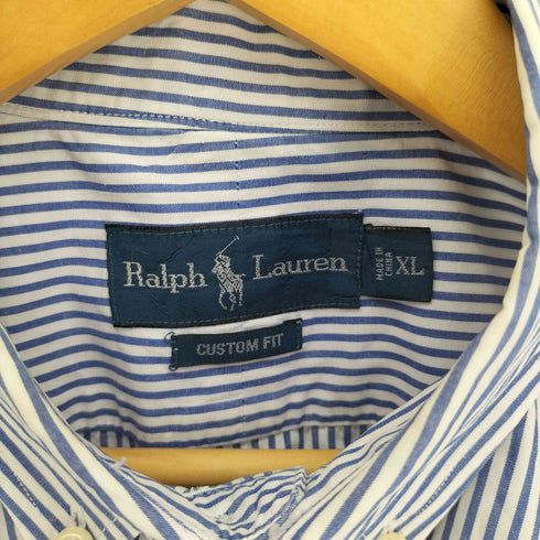 ラルフローレン RALPH LAUREN CUSTOM FIT ポニー刺繍 ストライプ ボタンダウン L/S シャツ メンズ import:XL