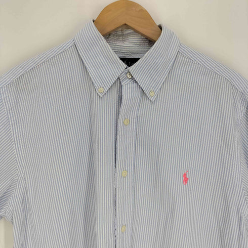 ラルフローレン RALPH LAUREN ポニー刺繍 ストライプ シアサッカー ボタンダウン S/S シャツ メンズ import:L