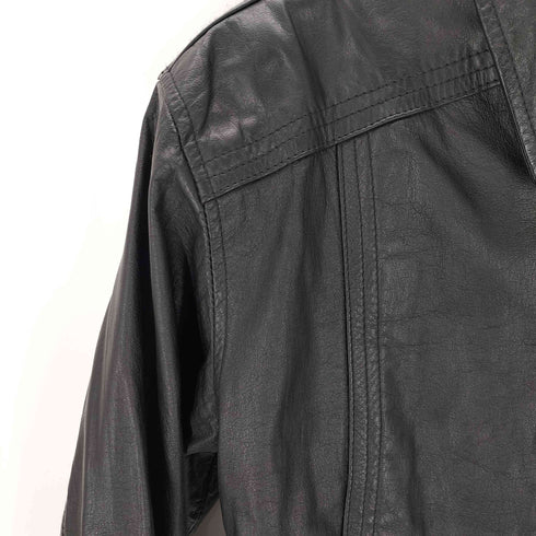 LUAU ATSUKAWA カーブ デザイン クロップド リアル レザー スウィングトップ ジャケット ブルゾン レディース JPN:M