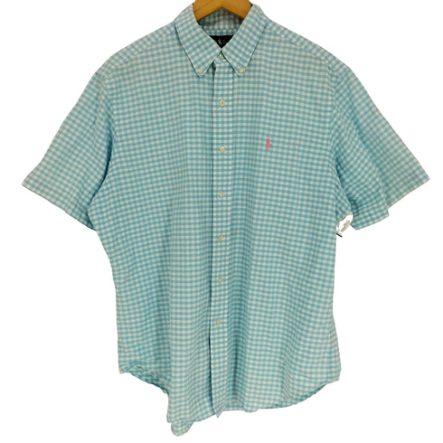 ラルフローレン RALPH LAUREN CLASSIC FIT ポニー刺繍 ギンガムチェック ボタンダウン S/S シャツ メンズ import:L