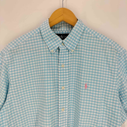ラルフローレン RALPH LAUREN CLASSIC FIT ポニー刺繍 ギンガムチェック ボタンダウン S/S シャツ メンズ import:L