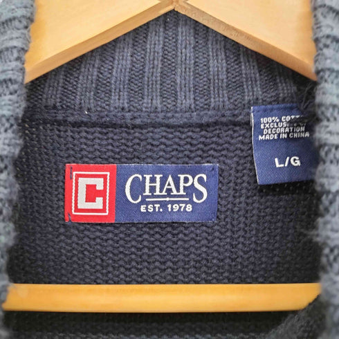 チャップス CHAPS ロゴ刺繍ハーフジップニット メンズ L