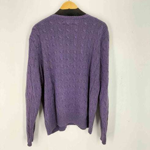 ポロバイラルフローレン Polo by RALPH LAUREN TUSSAH SILK 100% スモールポニー刺繍 Vネックケーブルニット メンズ