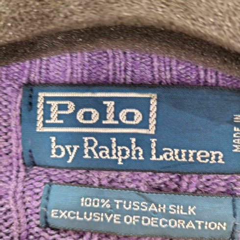 ポロバイラルフローレン Polo by RALPH LAUREN TUSSAH SILK 100% スモールポニー刺繍 Vネックケーブルニット メンズ