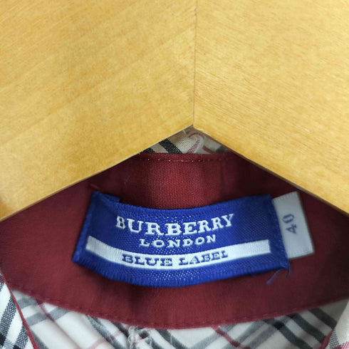 バーバリーブルーレーベル BURBERRY BLUE LABEL ロゴ刺繍 ノバチェック柄 長袖シャツ レディース EUR:40