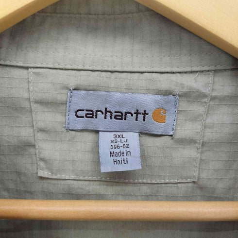 カーハート Carhartt 00s リップストップ アクションプリーツ 半袖 ワークシャツ メンズ import:XXL