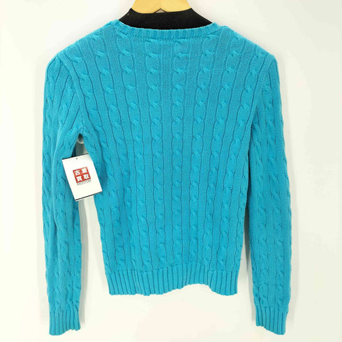 ラルフローレン RALPH LAUREN 90S ポニー刺繍 ケーブル編み コットン ニット セーター レディース import:XS