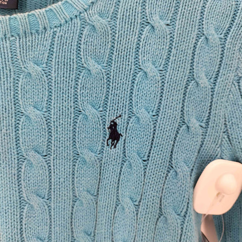 ラルフローレン RALPH LAUREN 90S ポニー刺繍 ケーブル編み コットン ニット セーター レディース import:XS