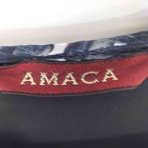 アマカ amaca 小花柄 袖ギャザー ブラウス レディース 38
