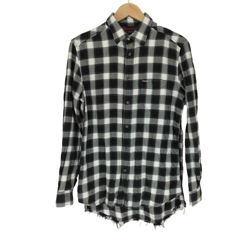 ディーゼル DIESEL 裾ダメージ加工ロゴプレートチェックシャツ メンズ S
