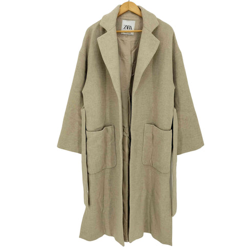 ザラ ZARA BELTED WOOL COAT ベルト付き ウールコート レディース import:M
