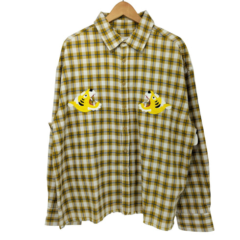 GIDEAL. tiger embroidery cut check shirts メンズ JPN:2