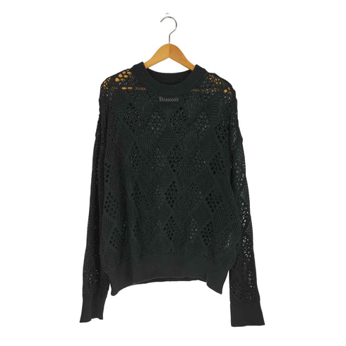 メゾンスペシャル MAISON SPECIAL 22SS コードヤーンアーガイルパッチワークレース編みプライムオーバークルーネックニットプルオーバー メンズ JPN:1