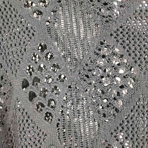 メゾンスペシャル MAISON SPECIAL 22SS コードヤーンアーガイルパッチワークレース編みプライムオーバークルーネックニットプルオーバー メンズ JPN:1