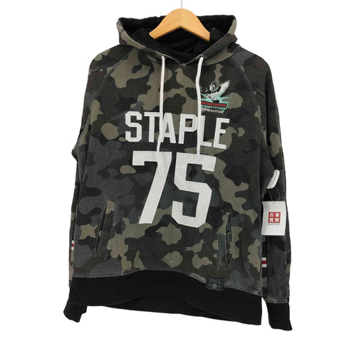 ステイプル staple カモ柄 迷彩 ナンバリング ラグラン プルオーバーパーカー メンズ JPN:M