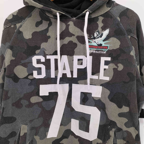 ステイプル staple カモ柄 迷彩 ナンバリング ラグラン プルオーバーパーカー メンズ JPN:M