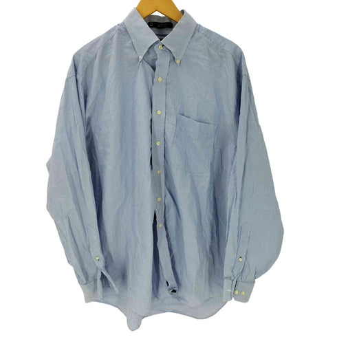 トミーヒルフィガー TOMMY HILFIGER 100s Two PLY コットン ボタンダウン L/S ストライプ シャツ ビックサイズ メンズ import:XL