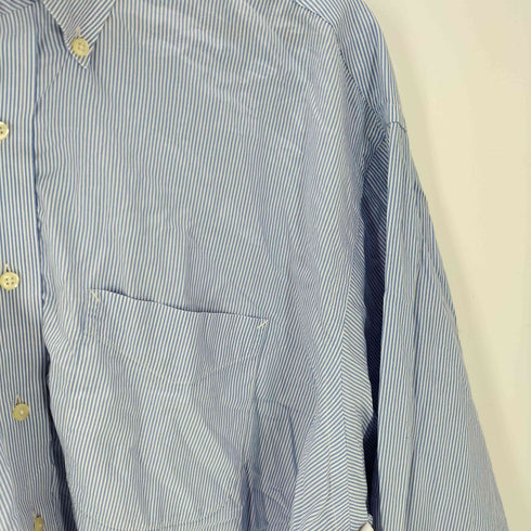 トミーヒルフィガー TOMMY HILFIGER 100s Two PLY コットン ボタンダウン L/S ストライプ シャツ ビックサイズ メンズ import:XL