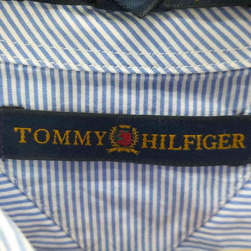 トミーヒルフィガー TOMMY HILFIGER 100s Two PLY コットン ボタンダウン L/S ストライプ シャツ ビックサイズ メンズ import:XL