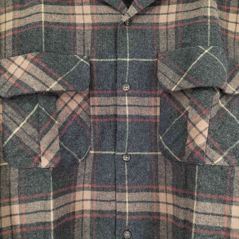 フェアファクス FAIRFAX チェック L/S 開襟シャツ メンズ import:L