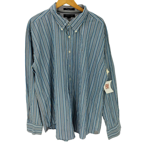 トミーヒルフィガー TOMMY HILFIGER 80s TWO PLY コットン ボタンダウン マルチ ストライプ L/S シャツ ビックサイズ メンズ XXL