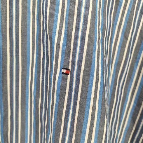 トミーヒルフィガー TOMMY HILFIGER 80s TWO PLY コットン ボタンダウン マルチ ストライプ L/S シャツ ビックサイズ メンズ XXL
