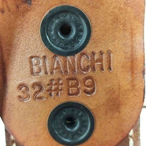 ビアンキ Bianchi B9 真鍮バックル ステッチ レザーベルト メンズ 32