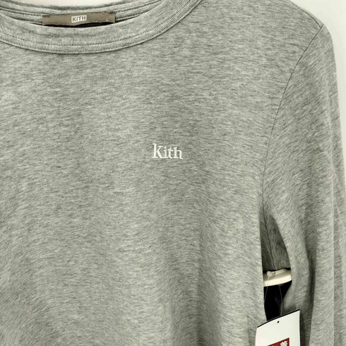 キス KITH ワンポイントロゴ刺繍 クルーネック クロップド 長袖Tシャツ カットソー レディース L