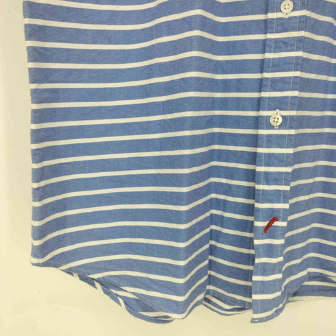 トミーヒルフィガー TOMMY HILFIGER ロゴ刺繍 ボタンダウン ボーダー 半袖シャツ メンズ import:XL