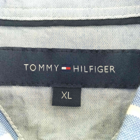 トミーヒルフィガー TOMMY HILFIGER ロゴ刺繍 ボタンダウン ボーダー 半袖シャツ メンズ import:XL