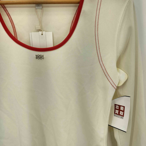 KIJUN U-NECK LONG SLEEVE TOP ステッチデザイン メッシュ 長袖Tシャツ Import レディース L
