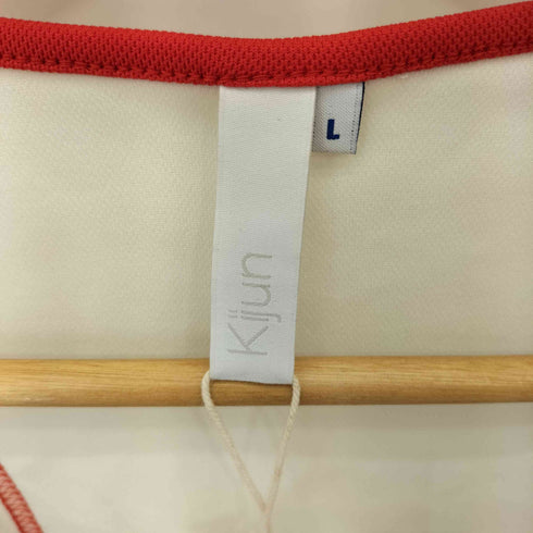KIJUN U-NECK LONG SLEEVE TOP ステッチデザイン メッシュ 長袖Tシャツ Import レディース L
