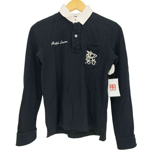 ラルフローレン RALPH LAUREN 90s ロゴ刺繍 背面ナンバリング 長袖ラガーシャツ レディース S