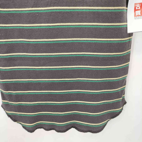 フリークスストア FREAKS STORE ワッフル 2Way ボーダー柄デザイン ネコ目ボタン ヘンリーネック タンクトップ レディース F