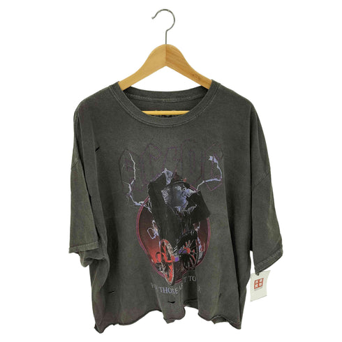 AC DC フロントラメ プリント クロップド半袖Tシャツ カットソー Y2K レディース L/XL