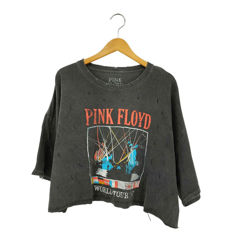 PINK FLOYD デストロイ クロップド半袖Tシャツ カットソー Y2K レディース L/XL