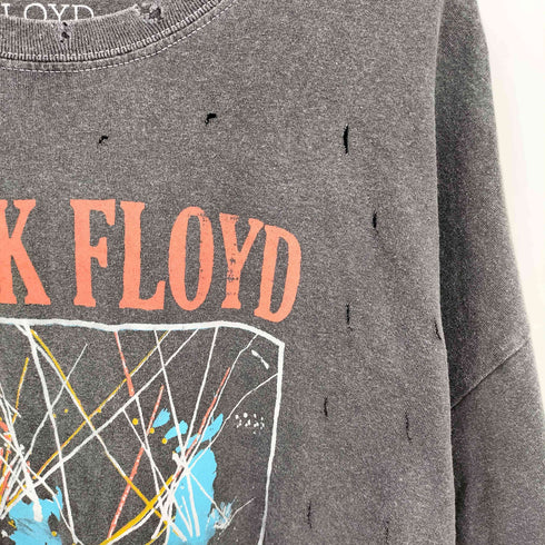 PINK FLOYD デストロイ クロップド半袖Tシャツ カットソー Y2K レディース L/XL