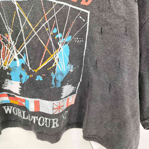 PINK FLOYD デストロイ クロップド半袖Tシャツ カットソー Y2K レディース L/XL