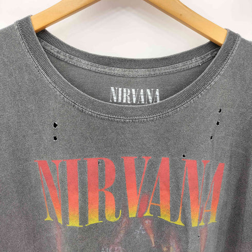 NIRVANA ダメージ加工 クルーネック半袖Tシャツ カットソー Y2K メンズ O/S