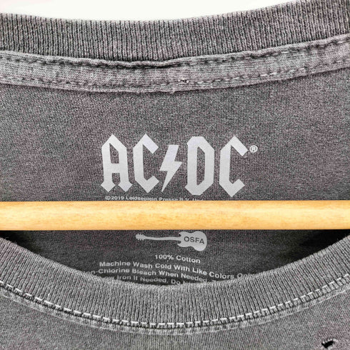 AC DC ダメージデザイン クルーネック半袖Tシャツ カットソー Y2K メンズ