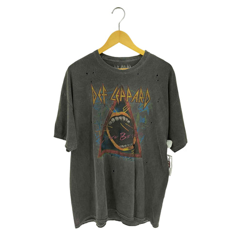 DEF LEPPARD ダメージ加工 クルーネック半袖Tシャツ カットソー Y2K レディース