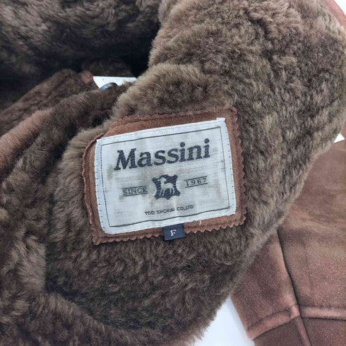 MASSINI マッシーニ 羊毛皮 シープスキン スウェード ボア ムートン ジャケット メンズ FREE