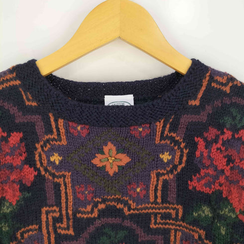 ローラアシュレイ LAURA ASHLEY 90s ウール 花柄 クルーネックニットチュニック レディース import:S