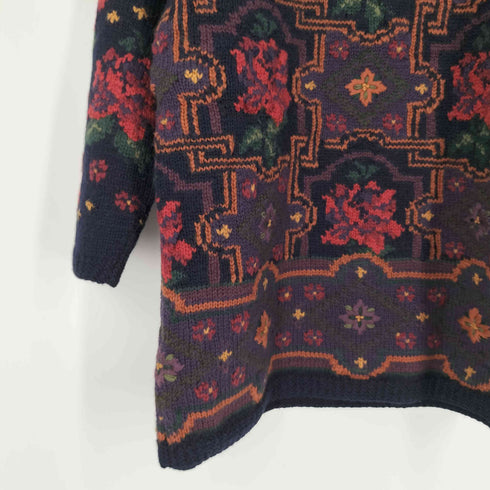 ローラアシュレイ LAURA ASHLEY 90s ウール 花柄 クルーネックニットチュニック レディース import:S